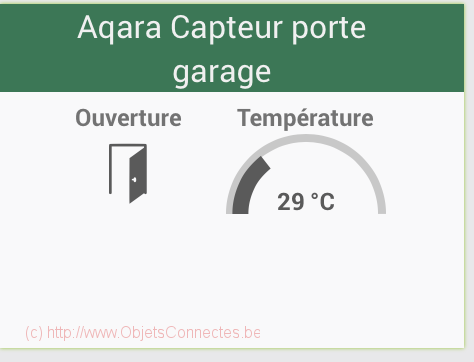 Le visuel sur le Dashboard du Xiaomi Aqara Capteur détecteur d'ouverture et fermeture pour portes et fenêtres